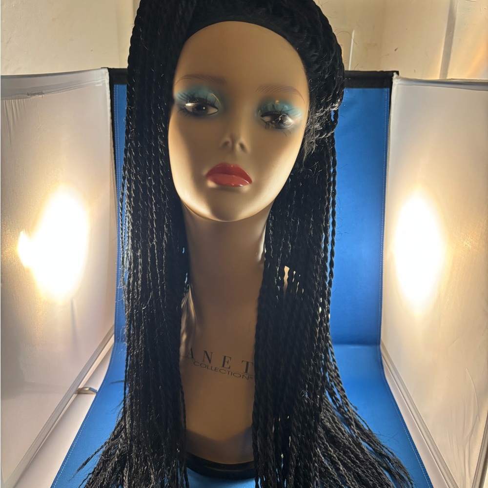 Elegant Black Micro Twist Braided Wig 24-26 in long - Picture 4 of 5